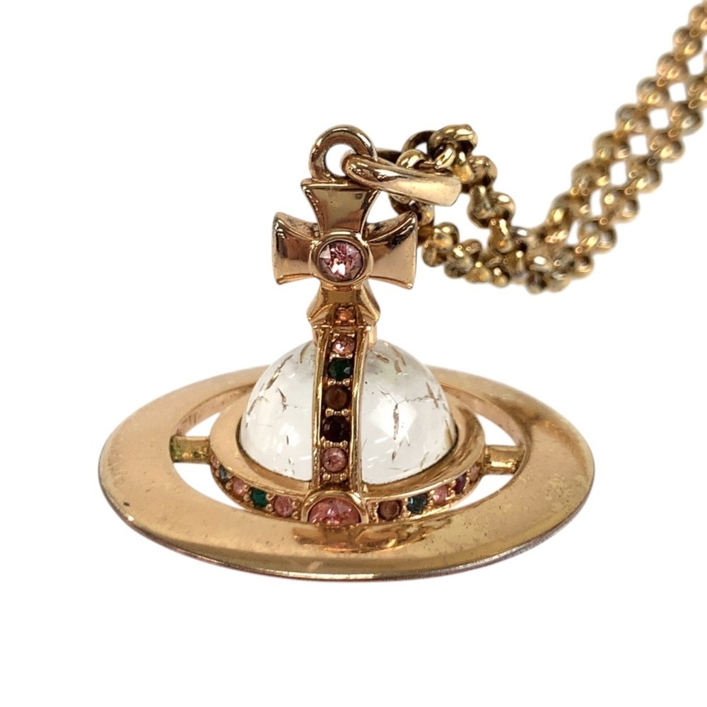 Vivienne Westwood Orb Pink Gold Metal Necklace (Unisex)
